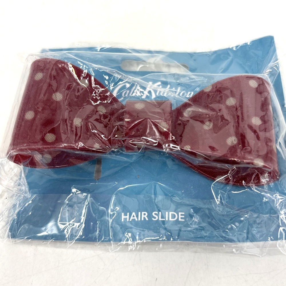 Cath Kidston Barrette Hair‎ Slide Red Bow w White Polka Dots NEW